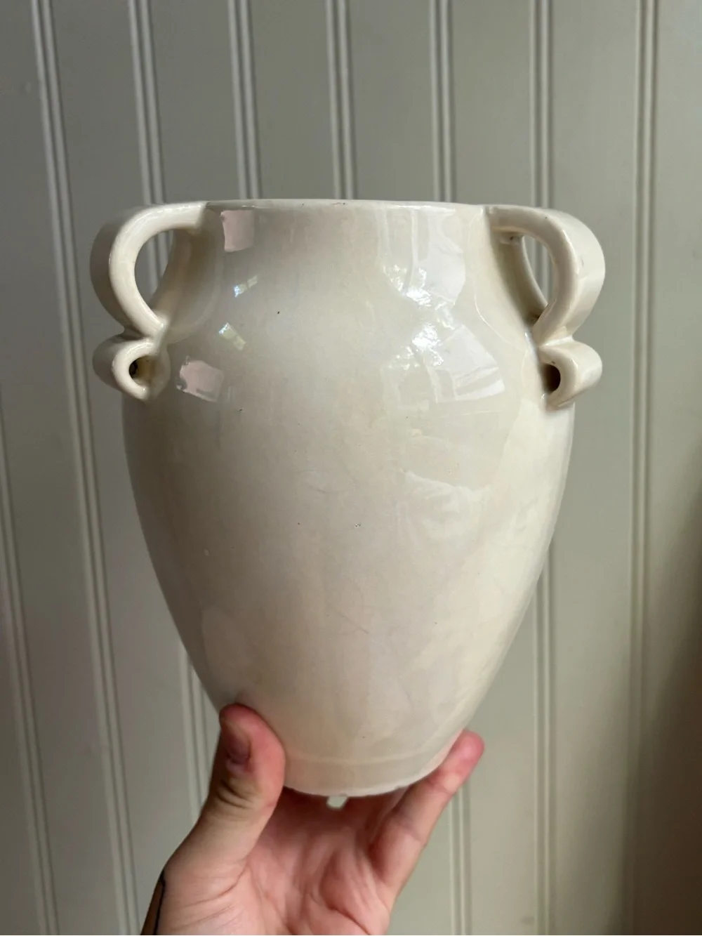 Vintage Fulper Pottery Vase #887 w/3 Ribbon Handles Circa 1930s Collectible VTG